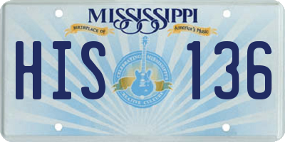 MS license plate HIS136