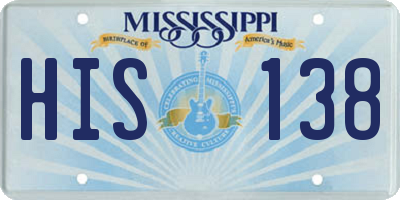 MS license plate HIS138