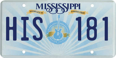 MS license plate HIS181