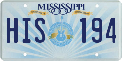 MS license plate HIS194