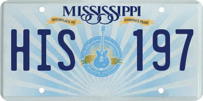 MS license plate HIS197
