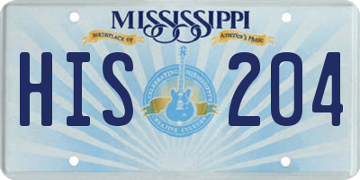MS license plate HIS204