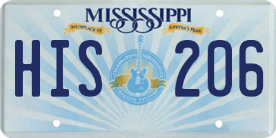 MS license plate HIS206