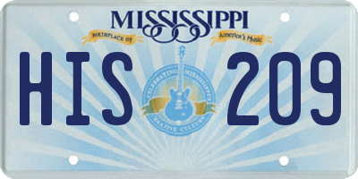 MS license plate HIS209