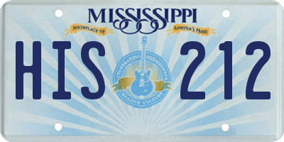 MS license plate HIS212