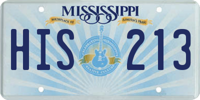 MS license plate HIS213