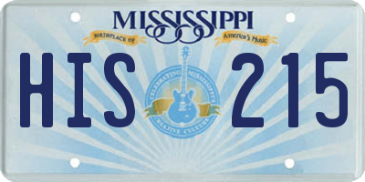 MS license plate HIS215