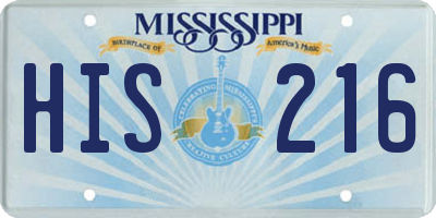 MS license plate HIS216