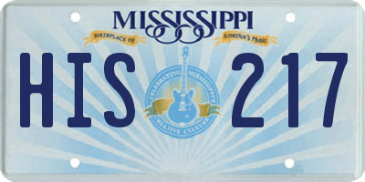 MS license plate HIS217