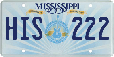 MS license plate HIS222
