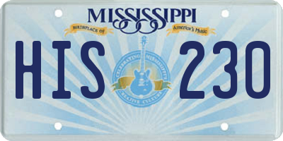 MS license plate HIS230