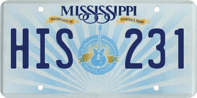 MS license plate HIS231