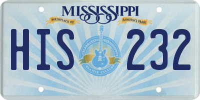 MS license plate HIS232