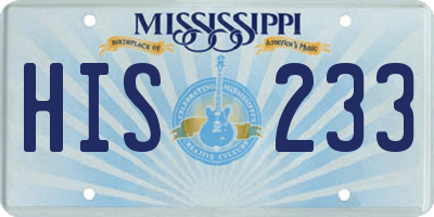 MS license plate HIS233