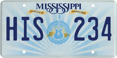 MS license plate HIS234