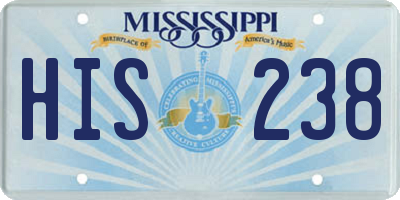 MS license plate HIS238