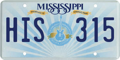MS license plate HIS315