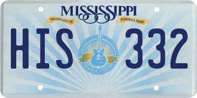 MS license plate HIS332