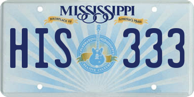 MS license plate HIS333