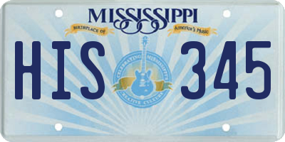 MS license plate HIS345