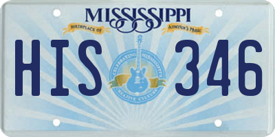 MS license plate HIS346