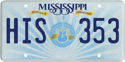 MS license plate HIS353