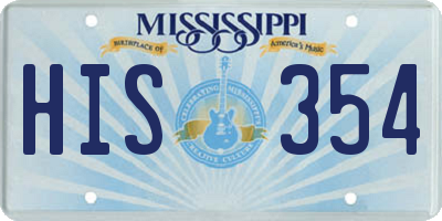 MS license plate HIS354