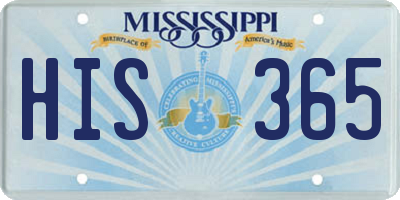 MS license plate HIS365