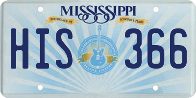 MS license plate HIS366