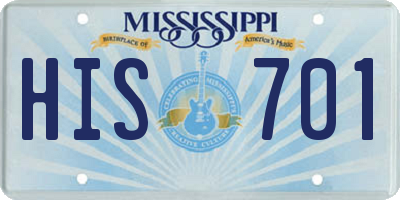 MS license plate HIS701