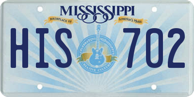 MS license plate HIS702