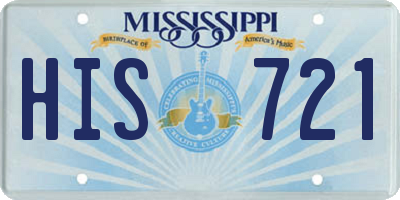 MS license plate HIS721