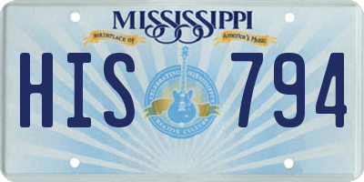 MS license plate HIS794