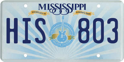 MS license plate HIS803