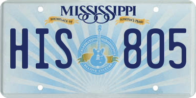 MS license plate HIS805