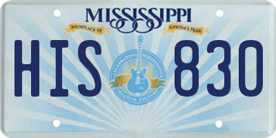 MS license plate HIS830