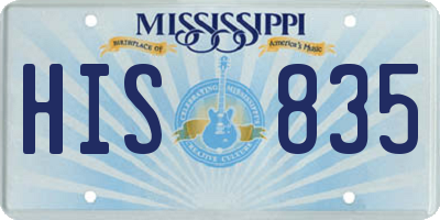 MS license plate HIS835