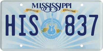 MS license plate HIS837