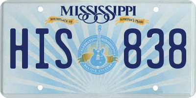 MS license plate HIS838