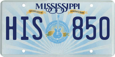 MS license plate HIS850