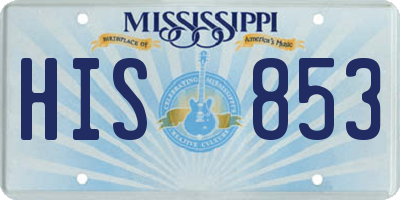 MS license plate HIS853