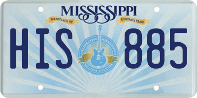 MS license plate HIS885