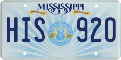 MS license plate HIS920