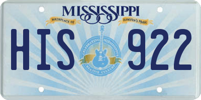 MS license plate HIS922