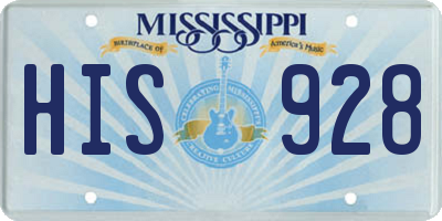 MS license plate HIS928