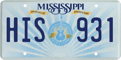 MS license plate HIS931