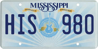 MS license plate HIS980