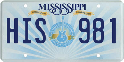 MS license plate HIS981