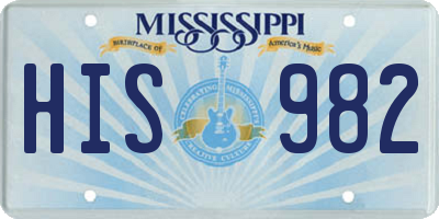 MS license plate HIS982