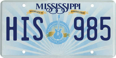 MS license plate HIS985